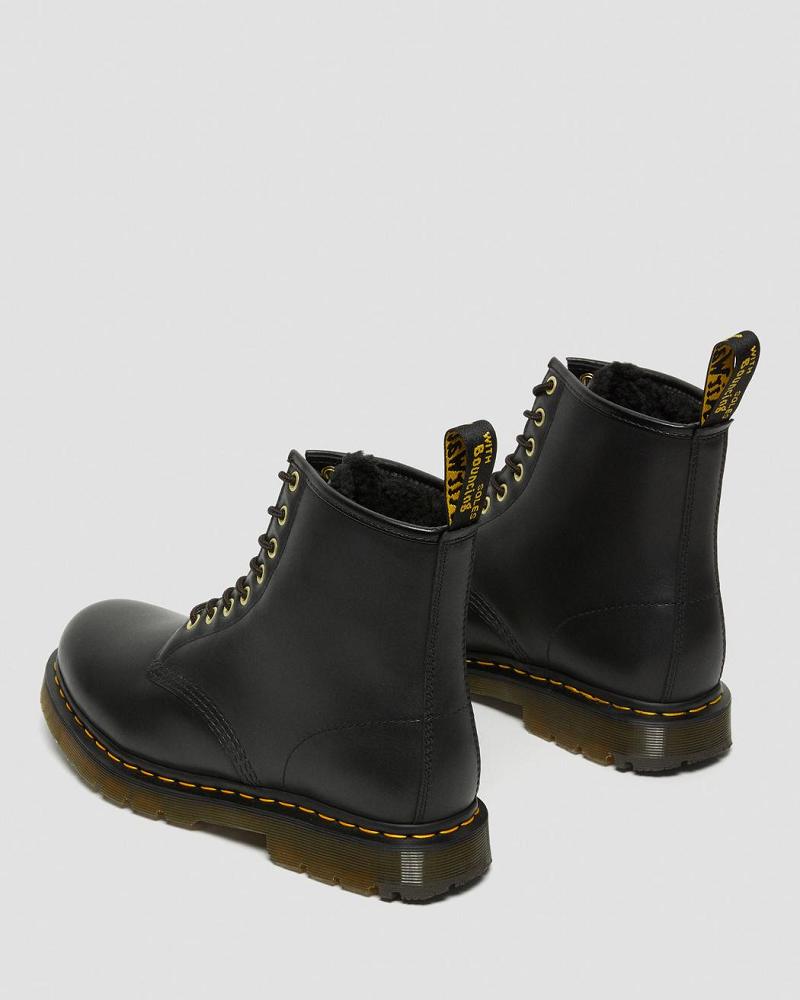 Black Women's Dr Martens 1460 DM's Wintergrip Leather Work Boots | CA 393PJJ